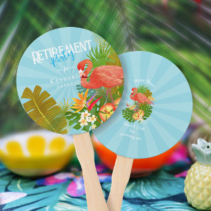 Flamingo Retirement Blue Orange Cooler Hand Fan