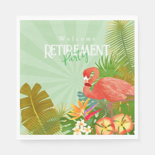 Flamingo Retirement Green Napkin (Front)