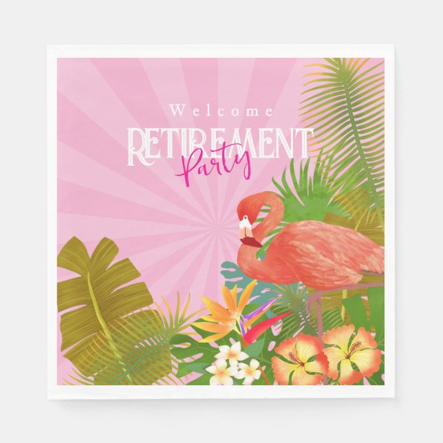 Flamingo Retirement Pink  Napkin (Front)