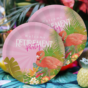 Flamingo Retirement Pink  Paper Plate