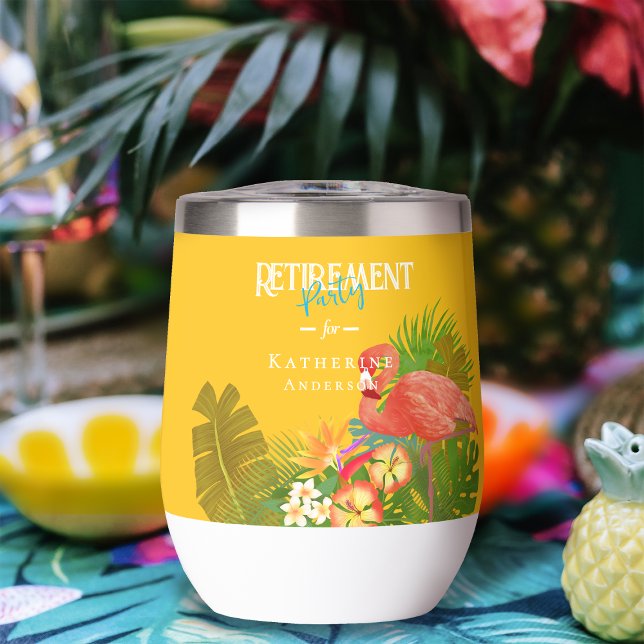 Flamingo Retirement Yellow Orange  (Flamingo Retirement Yellow Orange Thermal Wine Tumble)