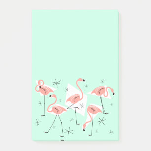 Flamingo Retro Green post-it note vertical