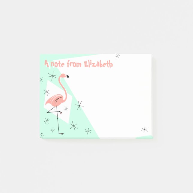 Flamingo Retro Green Text note (Front)