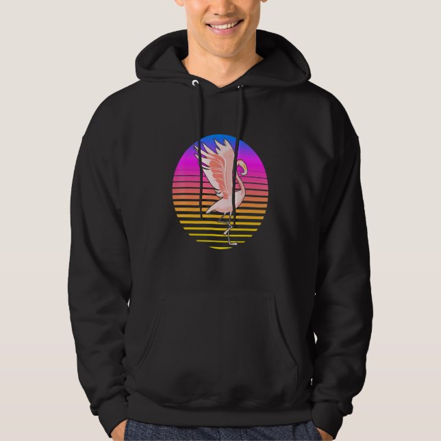 Flamingo Retro Style Design Vibrant Vintage Tropic Hoodie (Front)