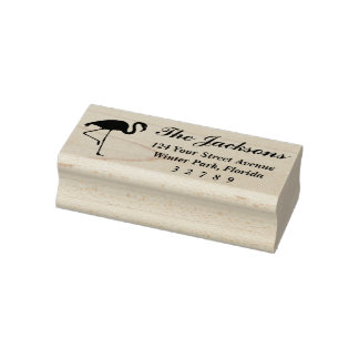 Flamingo Return Address Stamp with Calligraphy
