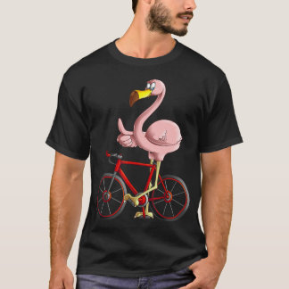 Flamingo Riding a Bicycle Cool Bikers Funny Bike T-Shirt