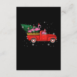 Flamingo Riding Red Truck Xmas Santa Hat Christmas Enclosure Card
