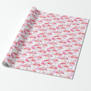Flamingo Rose: Watercolor Bird Floral Wrapping Paper