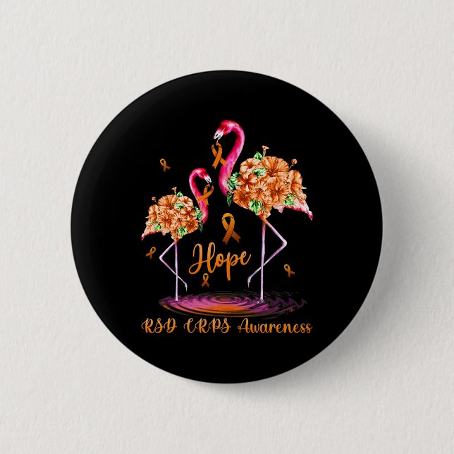Flamingo RSD CRPS Awareness 1 6 Cm Round Badge (Front)