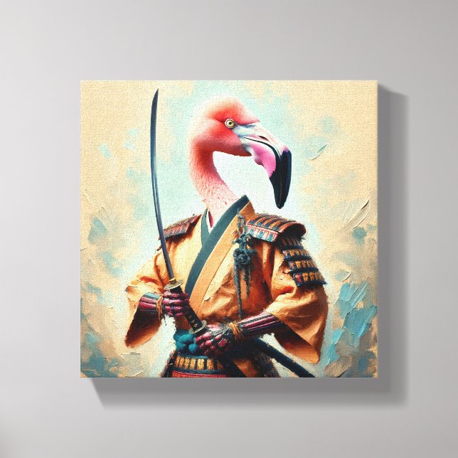 Flamingo Samurai Canvas Print (Front)