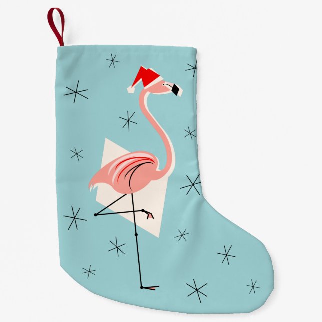 Flamingo Santa Blue stocking (Front)