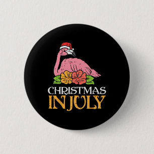 Flamingo Santa Christmas In July Summer Xmas Men W 6 Cm Round Badge