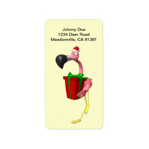 Flamingo Santa Christmas Label