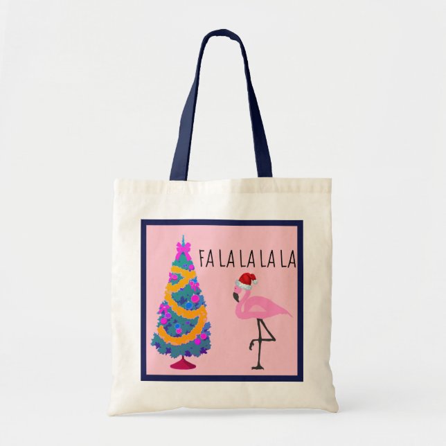 Flamingo Santa Christmas Tote (Front)