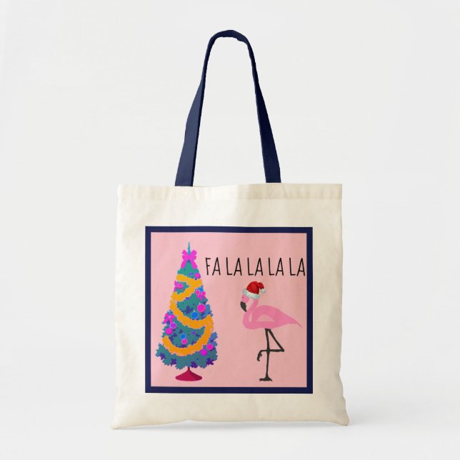 Flamingo Santa Christmas Tote Bag (Front)