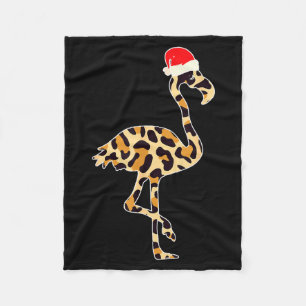 Flamingo Santa Hat Family Matching Christmas Leopa Fleece Blanket