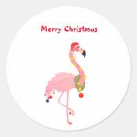 Flamingo Santa Hat Merry Christmas Classic Round S