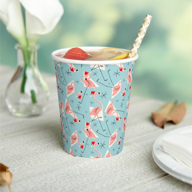 Flamingo Santa Multi Blue  Paper Cups (Insitu)