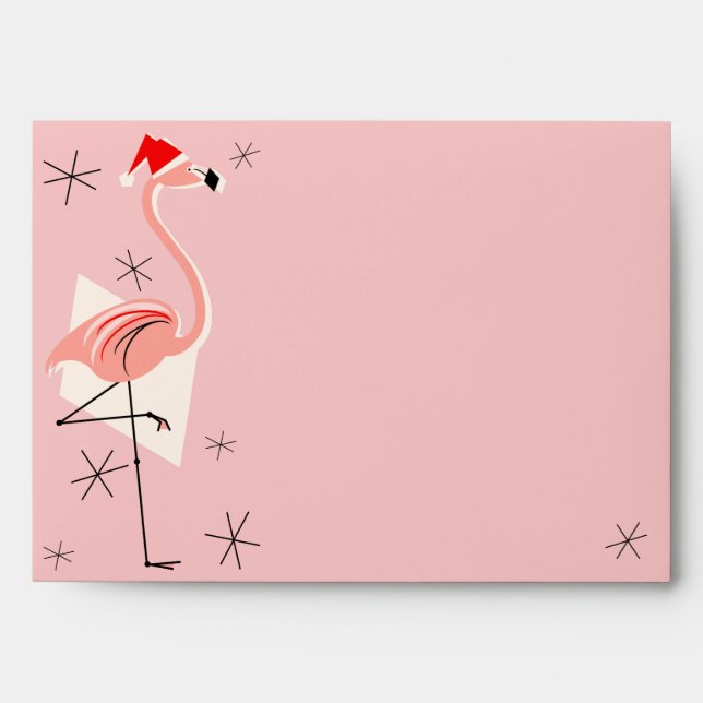 Flamingo Santa Pink envelope (Front)