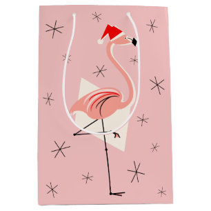 Flamingo Santa Pink gift bag medium