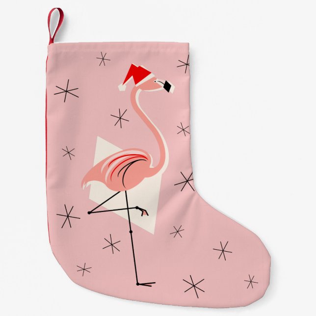 Flamingo Santa Pink stocking one-sided (Front)