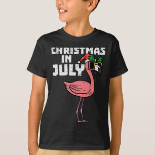 Flamingo Santa Sungles Christmas In July Cute Summ T-Shirt