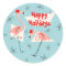 Flamingo Santas Blue Happy Holidays sticker round
