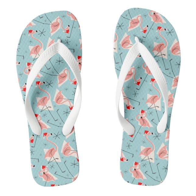 Flamingo Santas Blue Multi flip flops (Footbed)