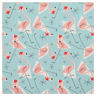 Flamingo Santas Blue Multi small pattern fabric