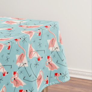 Flamingo Santas Blue Multi tablecloth