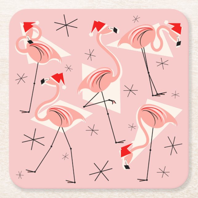 Flamingo Santas Pink coasters square (Front)