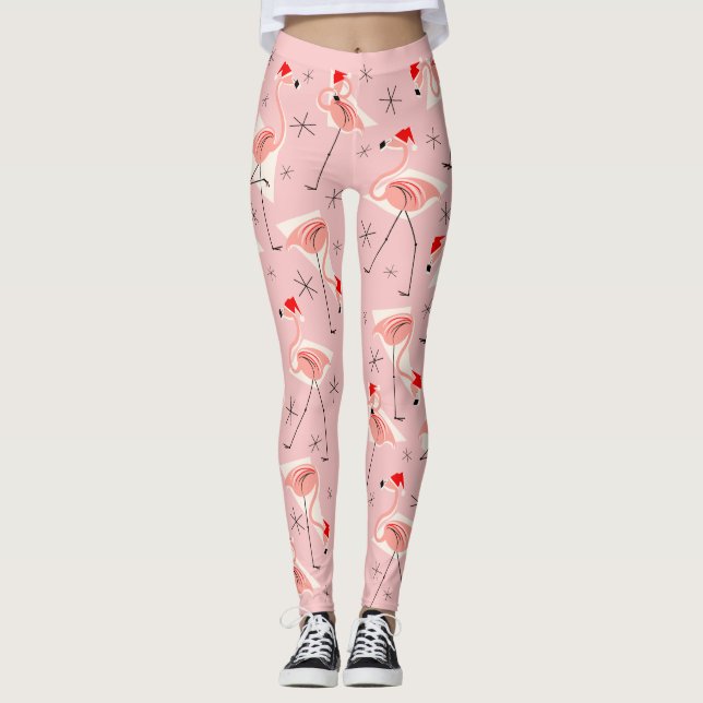 Flamingo Santas Pink leggings (Front)