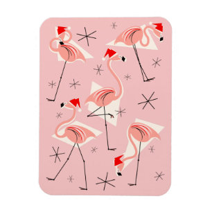 Flamingo Santas Pink magnet flexible portrait