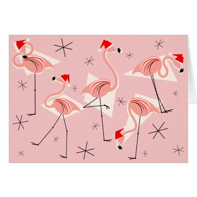 Flamingo Santas Pink Merry Christmas horizontal (Front Horizontal)