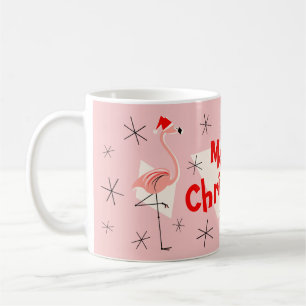 Flamingo Santas Pink Merry Christmas mug