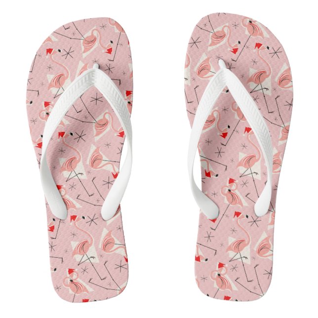 Flamingo Santas Pink Multi flip flops (Footbed)