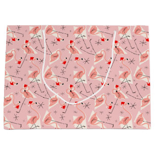 Flamingo Santas Pink Multi large gift bag