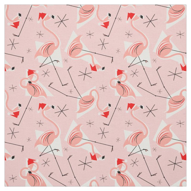 Flamingo Santas Pink Multi small pattern fabric (Swatch)