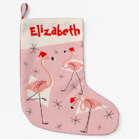 Flamingo Santas Pink Name stocking