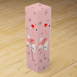 Flamingo Santas Pink wine box<br><div class="desc">A lively,  quirky Christmas design with retro touch featuring pink flamingos wearing Santa hats,  cream geometric shapes,  and stars on a pink (colour change) background.  A customisable design for you to personalise with your own text,  images and ideas. An original digital art image created by QuirkyChic.</div>