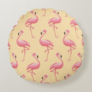 Flamingo seamless pattern background. Pink flaming Round Cushion
