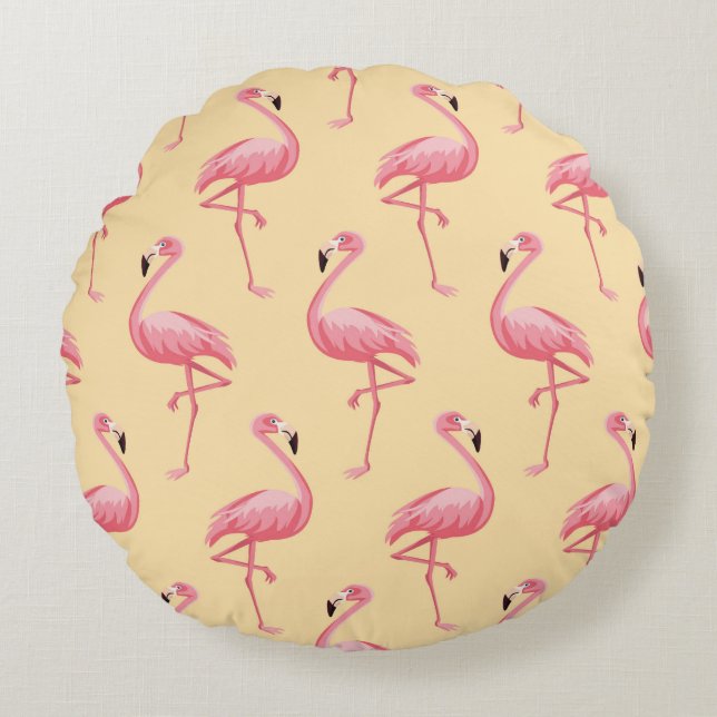 Flamingo seamless pattern background. Pink flaming Round Cushion (Front)