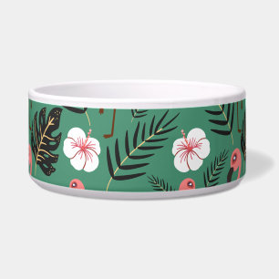 Flamingo seamless pattern pink on green background