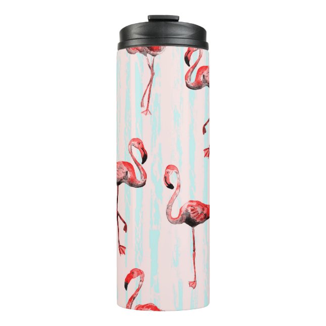 Flamingo seamless pattern thermal tumbler (Front)