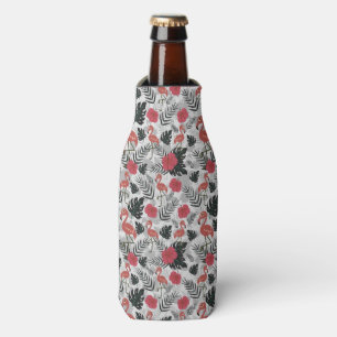 Flamingo seamless pattern with floral background bottle cooler