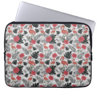 Flamingo seamless pattern with floral background