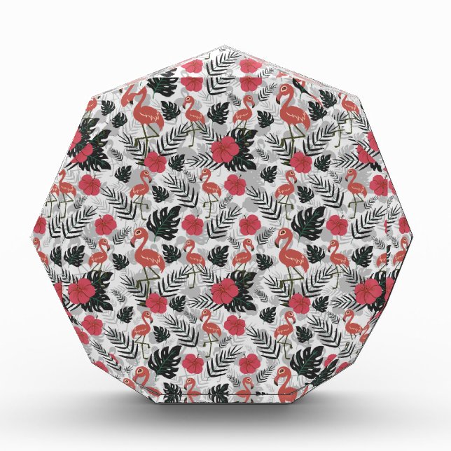 Flamingo seamless pattern with floral background photo block (Front)