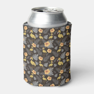 Flamingo seamless pattern with flowers and leaves can cooler