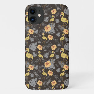 Flamingo seamless pattern with flowers and leaves Case-Mate iPhone case