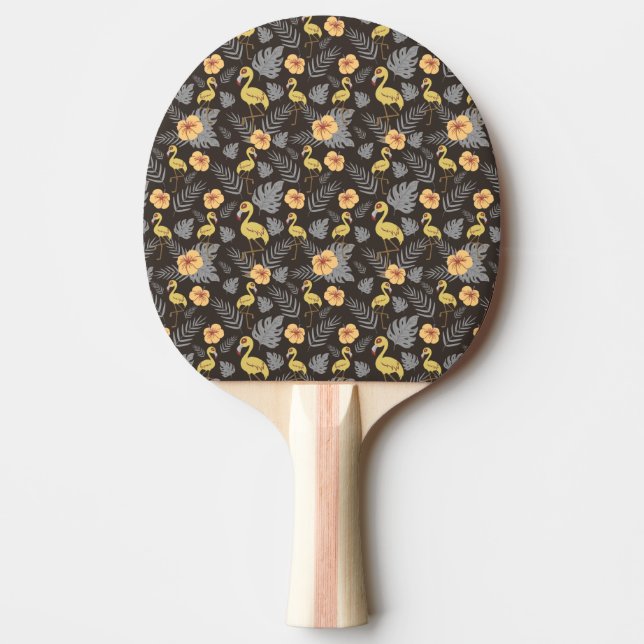 Flamingo seamless pattern with flowers and leaves ping pong paddle (Front)
